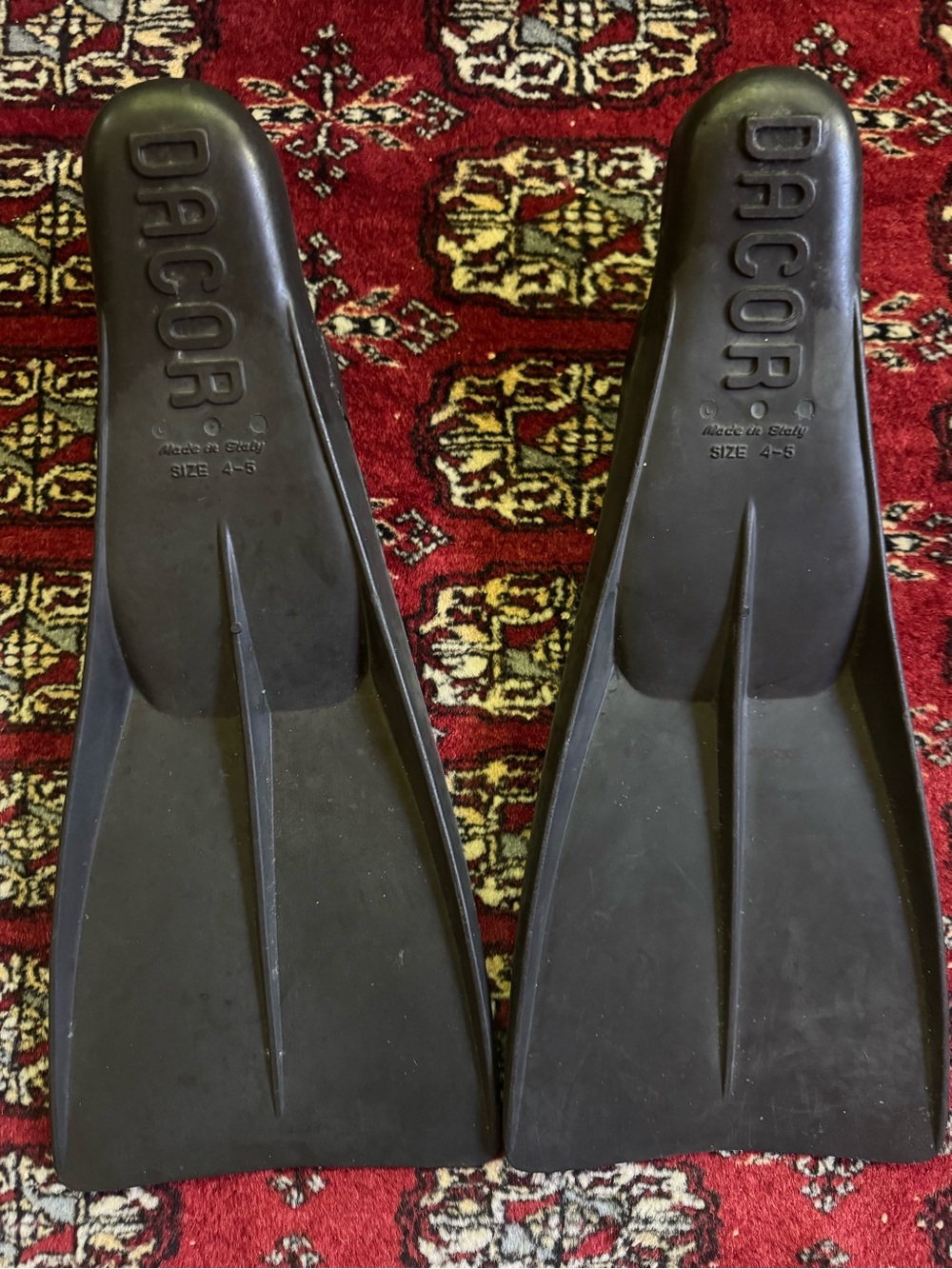DACOR Black Swim Fins - Classic Full Foot Flippers Italy Fit Women’s 8-8.5